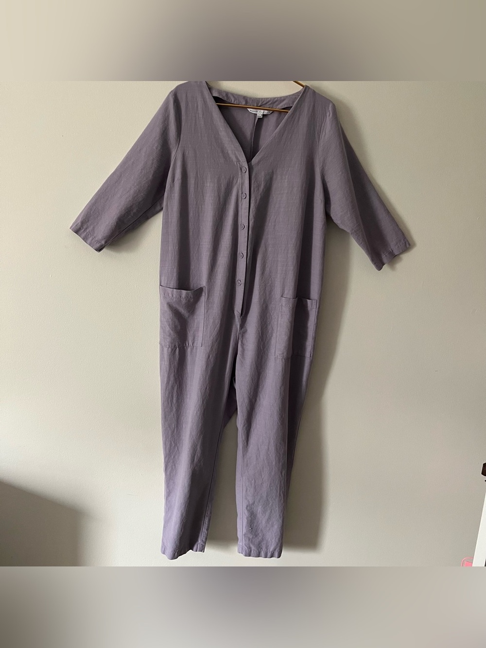 Nines by Hatch Maternity Button-Front Jumpsuit in Dusty Lavender Lagenlook XL